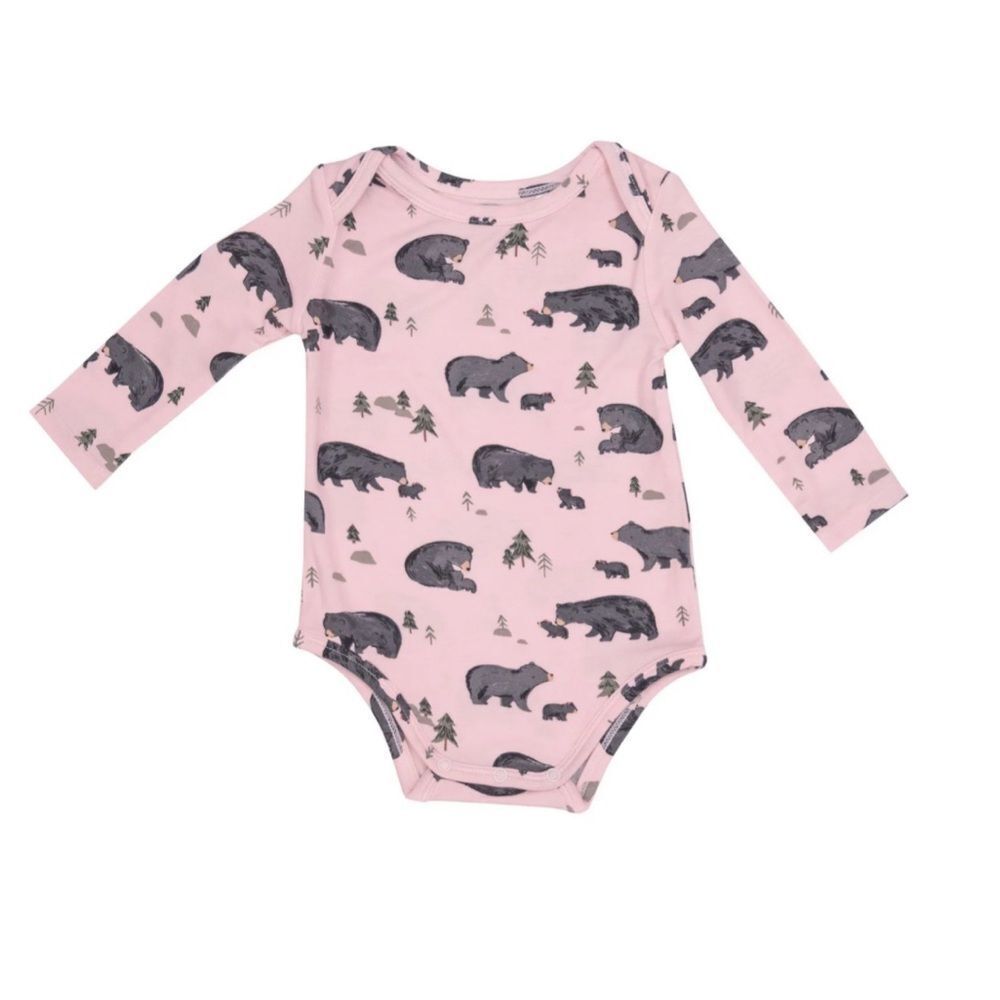Angel Dear Bodysuit, Black Bear Pink, Size 0-3 Months NWT